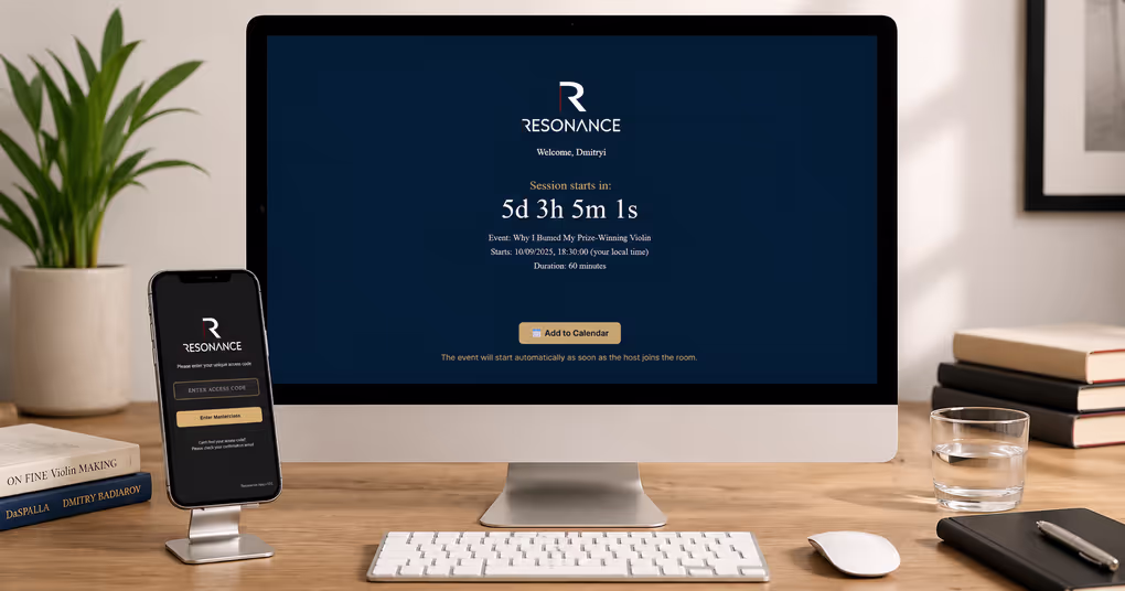 Resonance branded webinar registration screen
