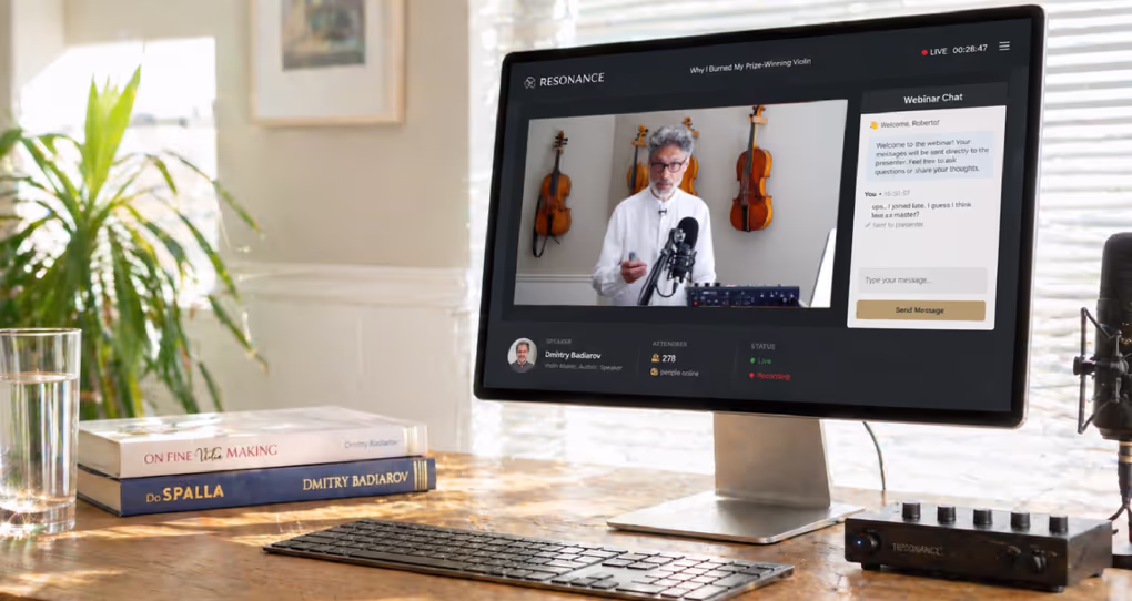 Resonance private webinar tool interface